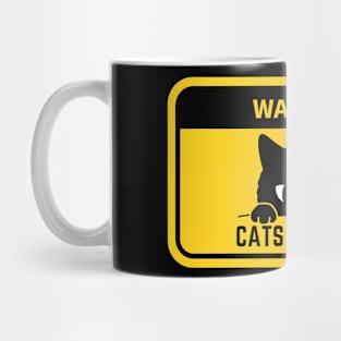 Warning Cat On Board Mug